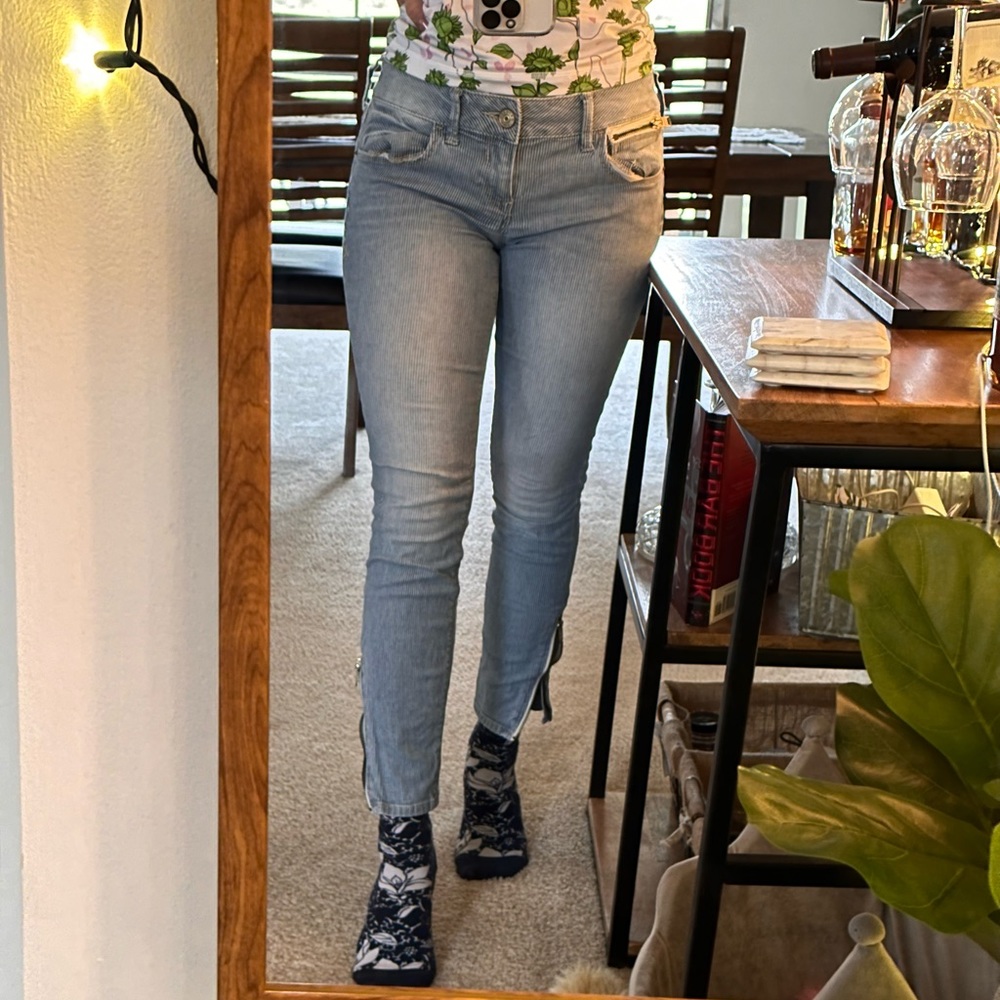 Express pinstripe blue jeans